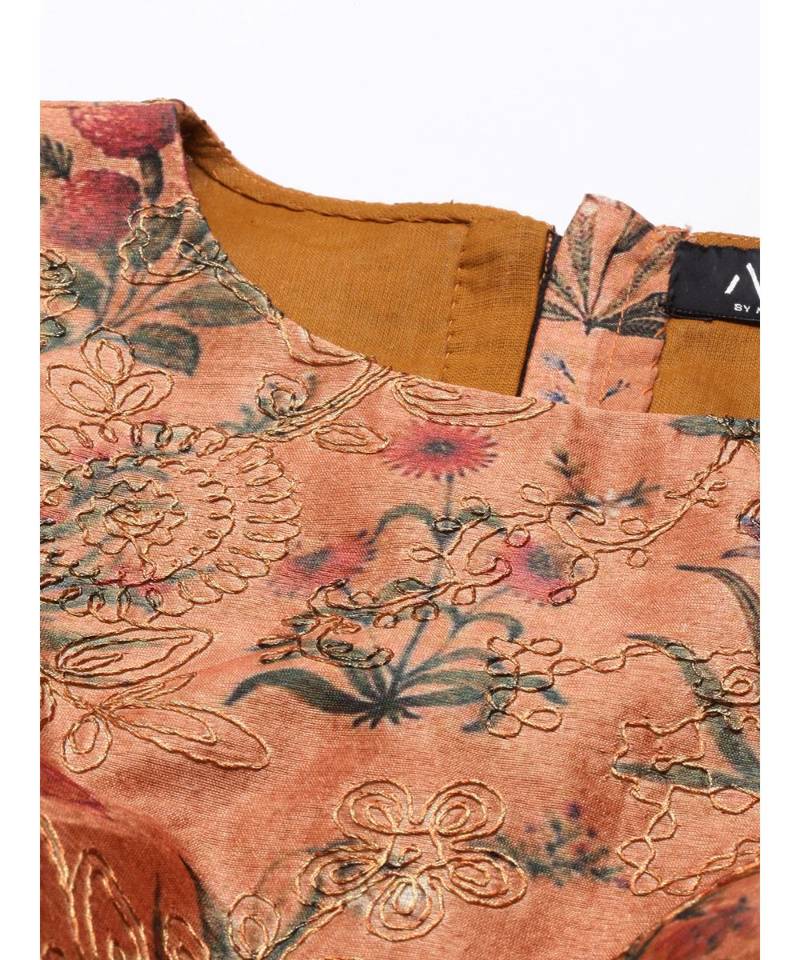 Chanderi Printed Embroidered Blouse