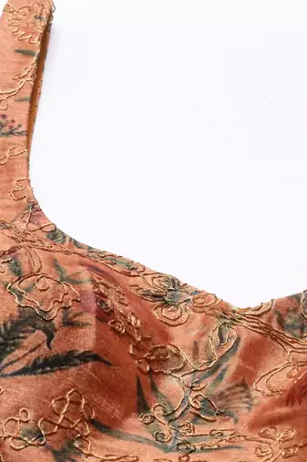 Chanderi Printed Embroidered Blouse