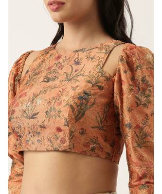 Chanderi Printed Embroidered Blouse 5