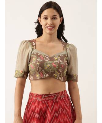 Brown Silk Jaquard Blouse 1