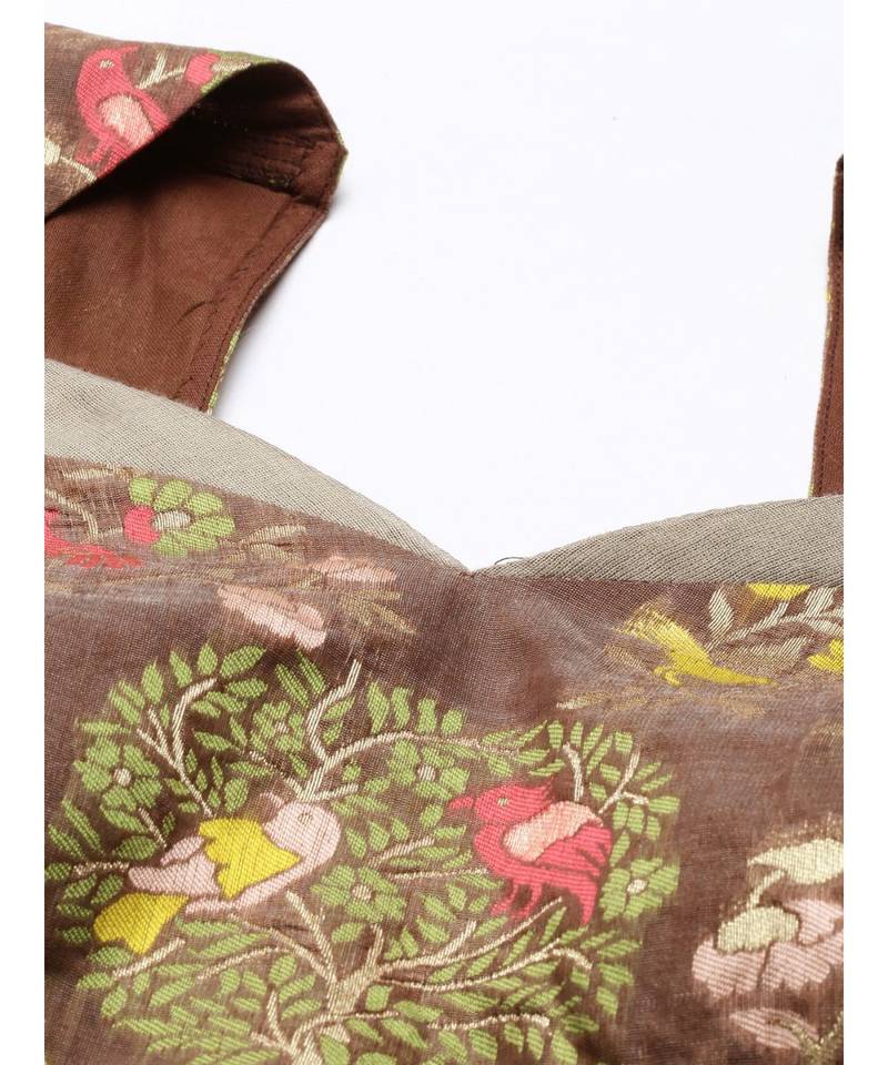 Brown Silk Jaquard Blouse