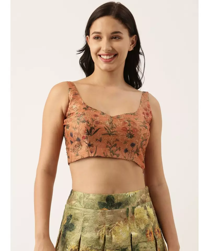 Rust Orange Chanderi Blouse