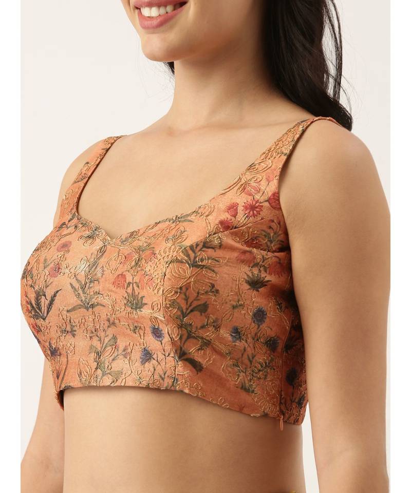 Rust Orange Chanderi Blouse