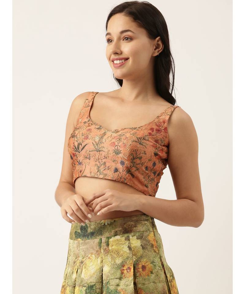 Rust Orange Chanderi Blouse