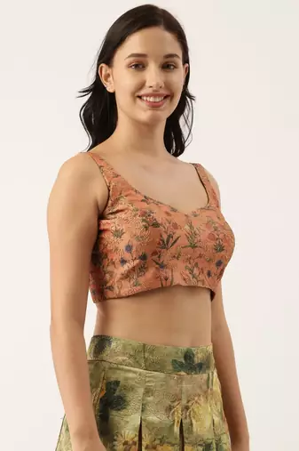 Rust Orange Chanderi Blouse