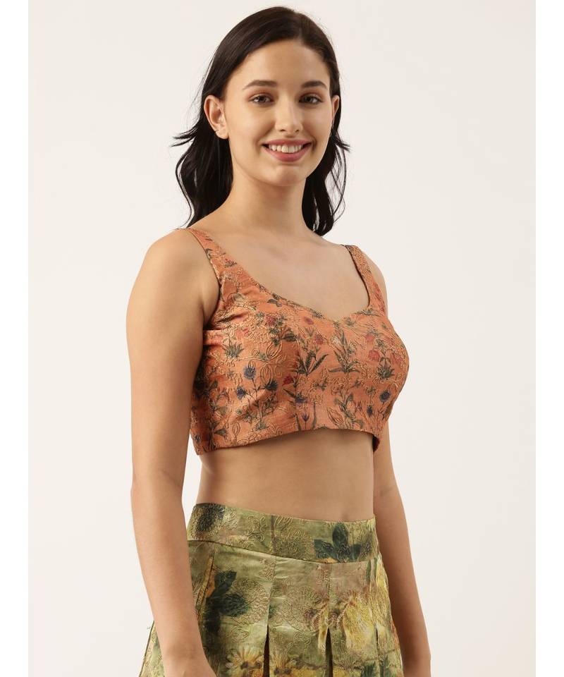 Rust Orange Chanderi Blouse