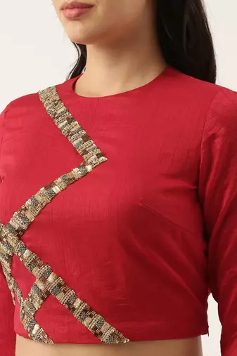 Silk Red Sequened Blouse