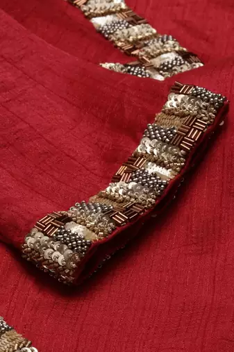 Silk Red Sequened Blouse