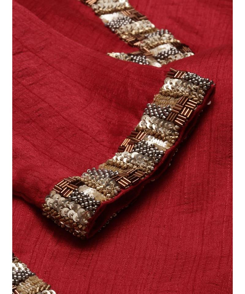 Silk Red Sequened Blouse