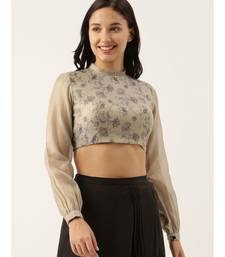 Grey Black Back Open Chanderi Blouse