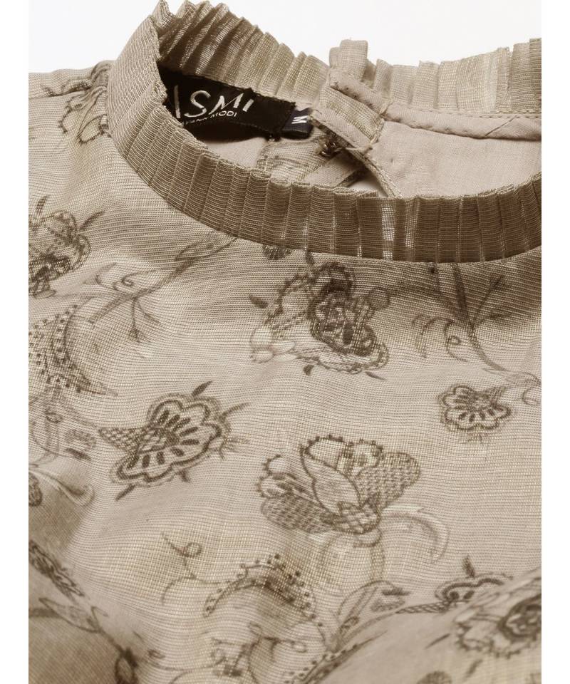 Grey Black Back Open Chanderi Blouse