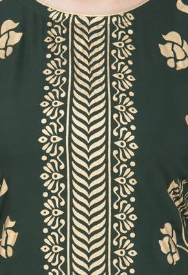 Green rayon printed Stitched   kurta set 4
