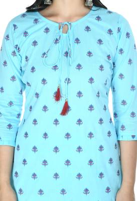 blue Cotton printed Stitched   kurta with   palazzo 4