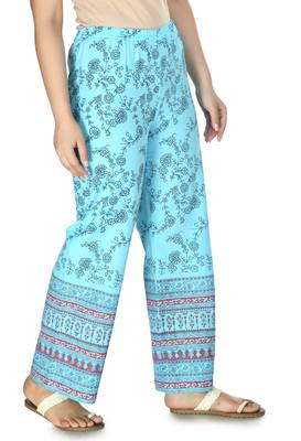 blue Cotton printed Stitched   kurta with   palazzo 5