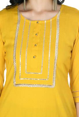 Mustard  Cotton printed Stitched   kurta with   palazzo 4