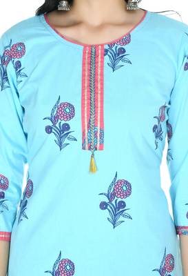 blue Cotton printed Stitched   kurta with   palazzo 4