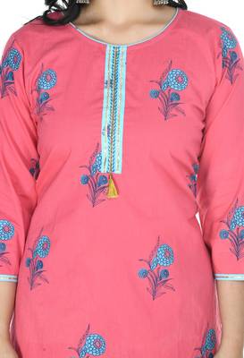 Pink Cotton printed Stitched   kurta with   palazzo 4