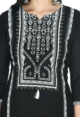 Black  Rayon printed Stitched   kurta with   palazzo 4