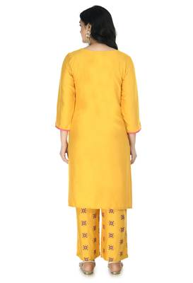 Mustard  Rayon printed Stitched   kurta with   palazzo 2