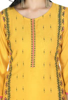 Mustard  Rayon printed Stitched   kurta with   palazzo 4