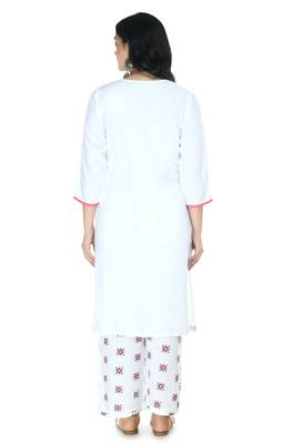 White Rayon printed Stitched   kurta with   palazzo 2