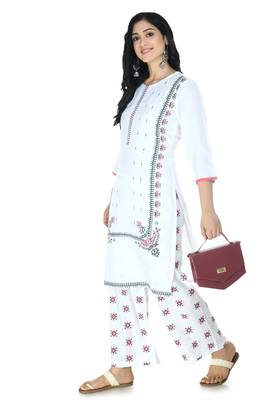 White Rayon printed Stitched   kurta with   palazzo 3