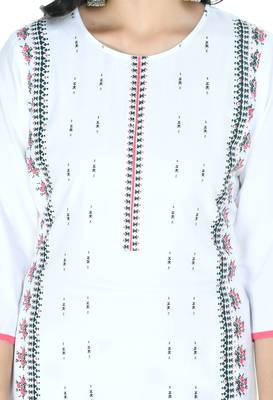 White Rayon printed Stitched   kurta with   palazzo 4