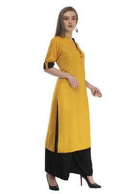 Mustard  Rayon printed Stitched   kurta with   palazzo 2