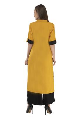 Mustard  Rayon printed Stitched   kurta with   palazzo 3