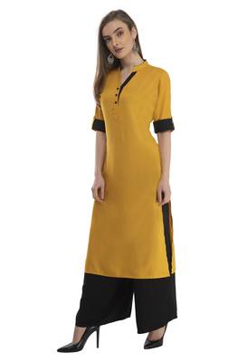 Mustard  Rayon printed Stitched   kurta with   palazzo 5