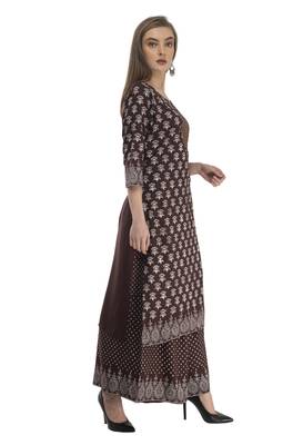 Brown Rayon printed Stitched   kurta with   palazzo 2