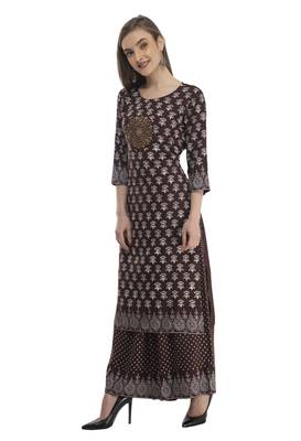 Brown Rayon printed Stitched   kurta with   palazzo 5