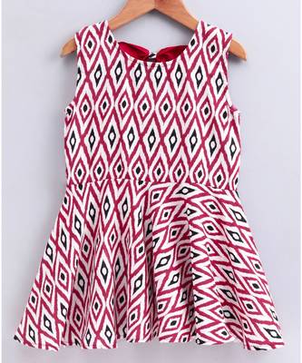 red cotton printed stitched   frock 1