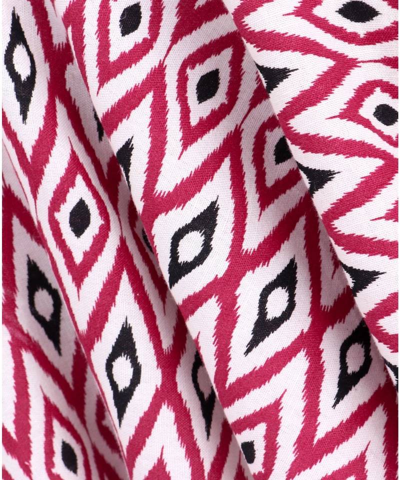 red cotton printed stitched   frock