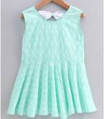 green cotton printed stitched   frock