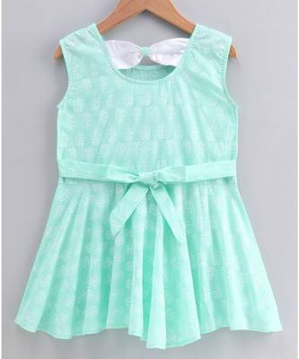 green cotton printed stitched   frock 4