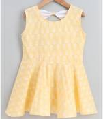yellow cotton printed stitched   frock