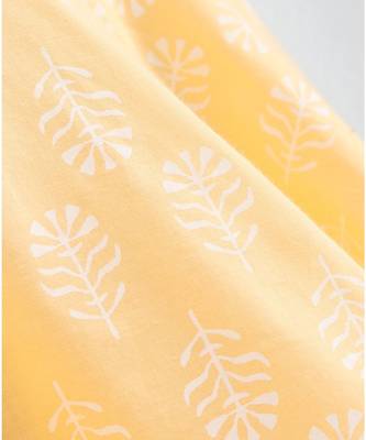 yellow cotton printed stitched   frock 5