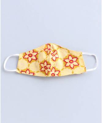 yellow cotton printed stitched   frock 5