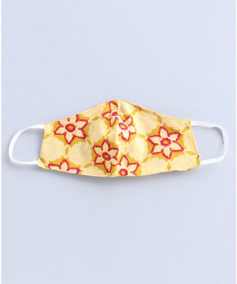 yellow cotton printed stitched   frock