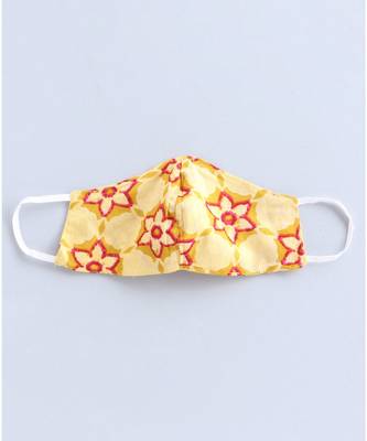 yellow cotton printed stitched   frock 6