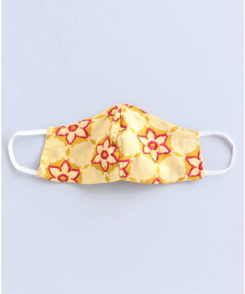 yellow cotton printed stitched   frock