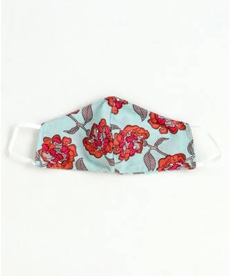 Blue cotton printed stitched   dress with   mask 7