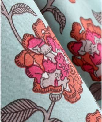 Blue cotton printed stitched   dress with   mask 9