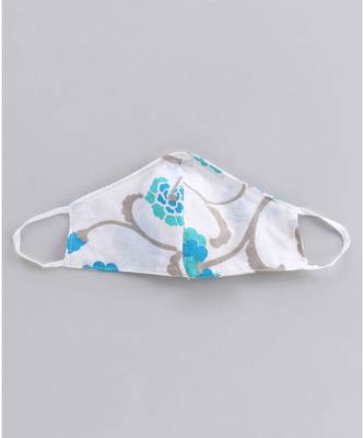 white cotton printed stitched   dress with   mask 6