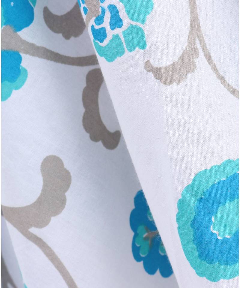 white cotton printed stitched   dress with   mask