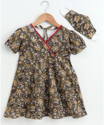 grey cotton printed stitched   frock 1