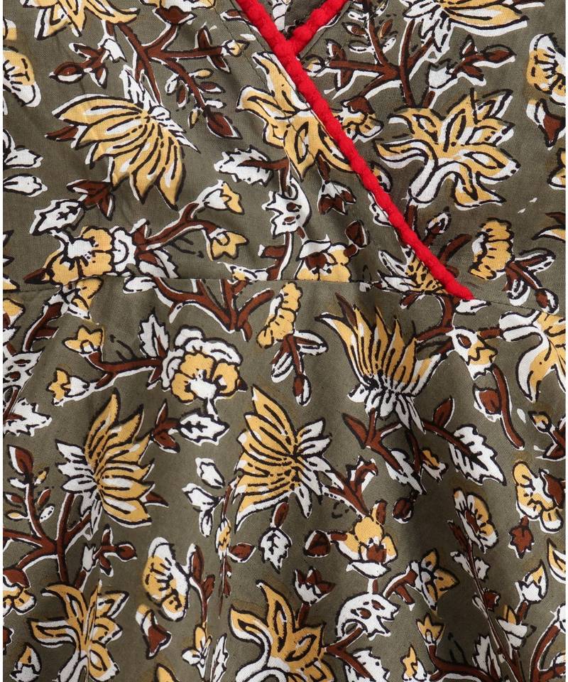 grey cotton printed stitched   frock