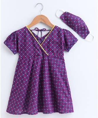 purple cotton printed stitched   frock 1