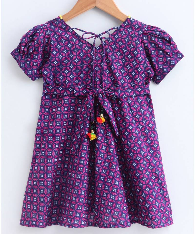 purple cotton printed stitched   frock